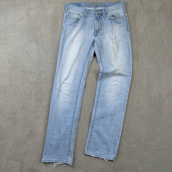 American Eagle Original Straight Jeans 29x32 Mens Light Wash Distressed Y2K Blue — photo 2